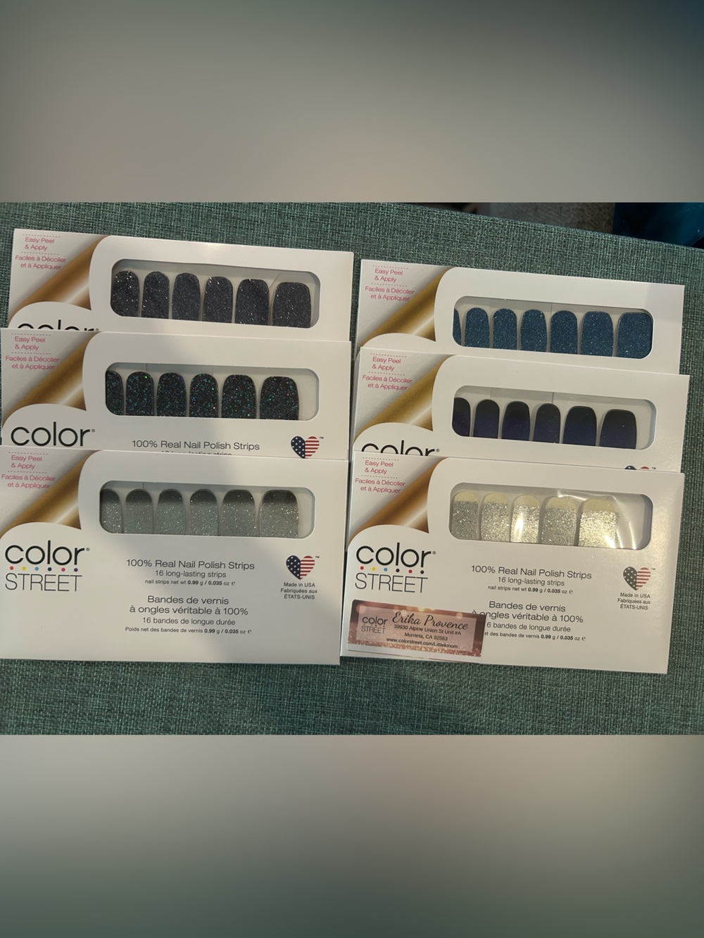 Color Street Nail Polish Strips Lot of 6 NEW Sealed Dark Glitter Blue Silver